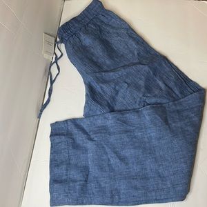 Charter Club petite 100% blue linen pants size S